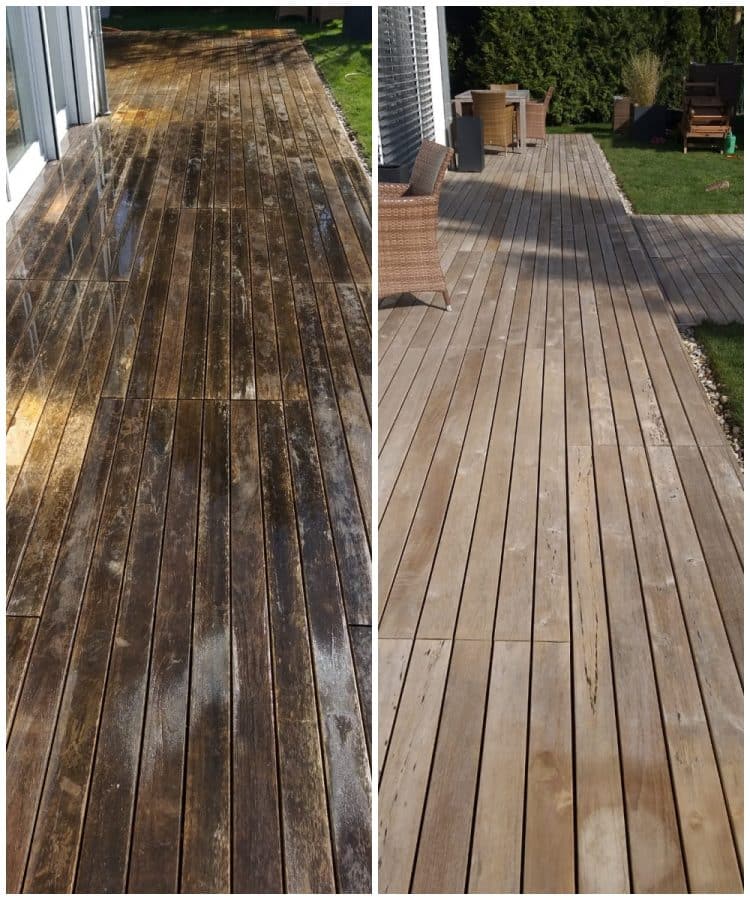 Terrace cleaning before after