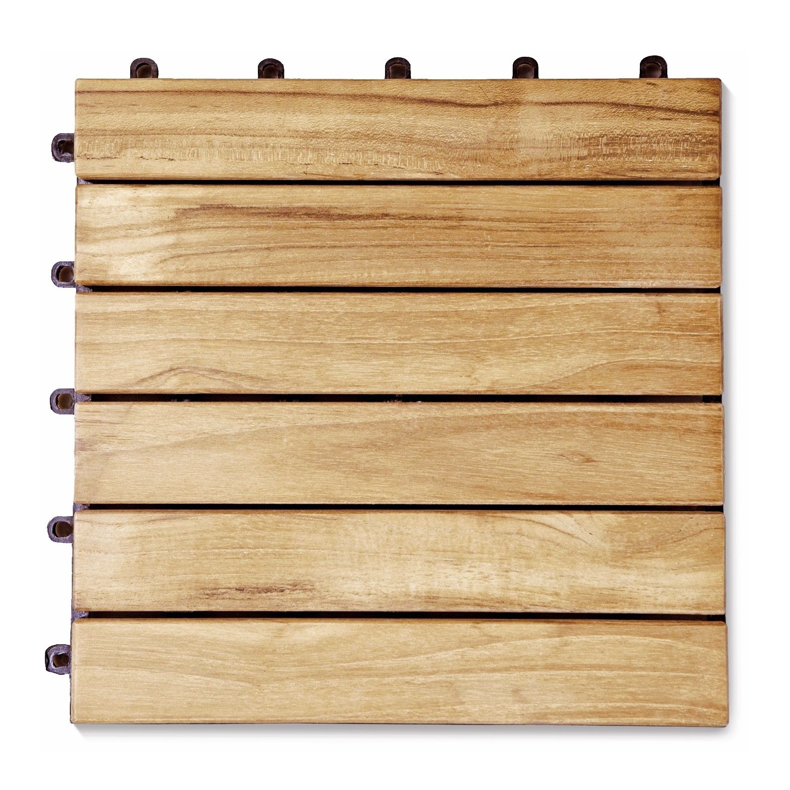 Teak wood tiles on plastic grid - 30x30cm, FSC®-100%