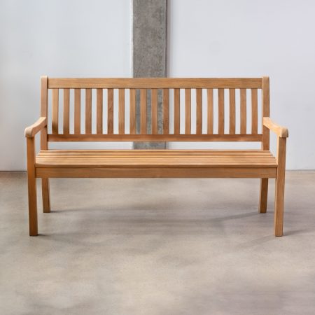 Teak garden bench with armrests
