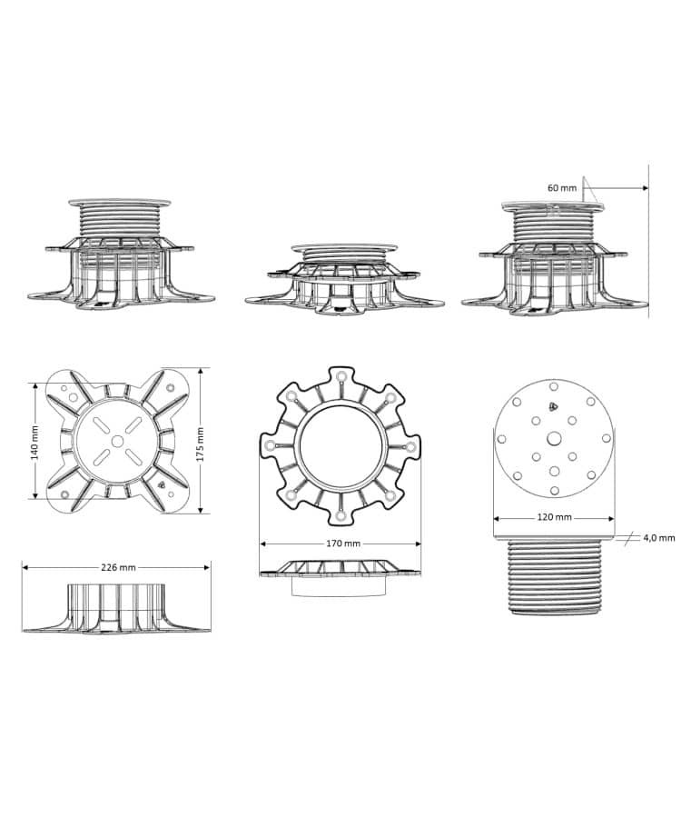Pedestal XL BioMaderas technical drawing