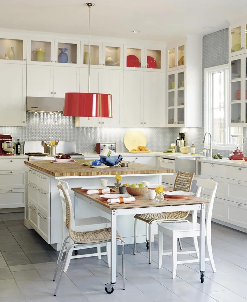 Kitchen with wooden work island