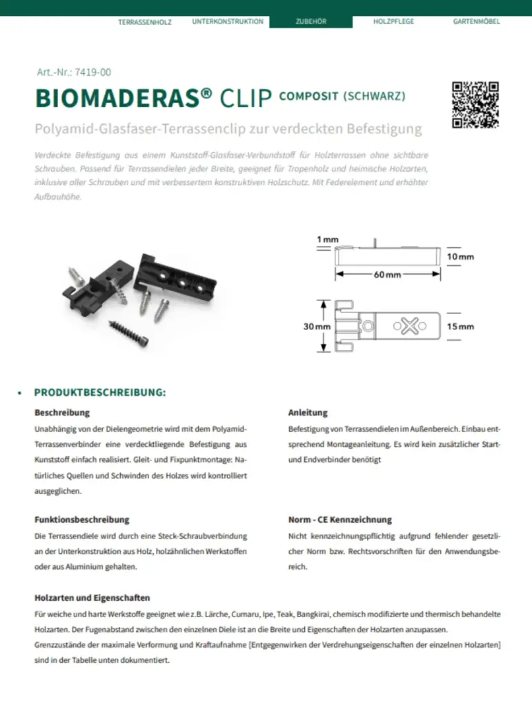 Datenblatt-BioMaderas Clips Composit